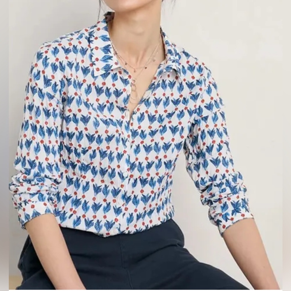 SEA SALT THE LARISSA ORGANIC COTTON BUTTON DOWN SHIRT SIZE 4 Floral Print